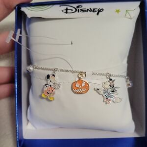 Disney Silver Bracelet with Orange and Black Charms